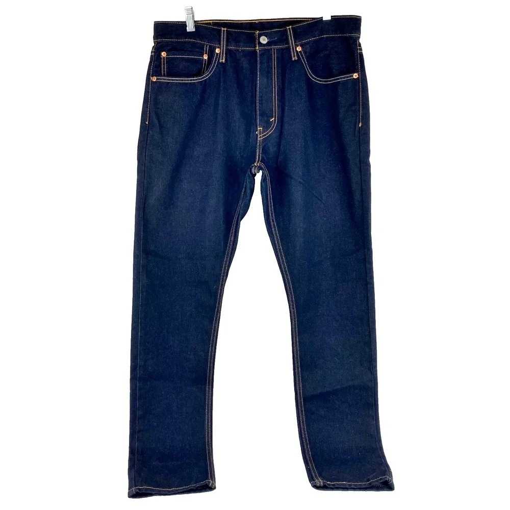 New Levis 512 Denim Jeans Men's 34 x 32 Dark Blue Taper Pants Cotton Blend, Fine